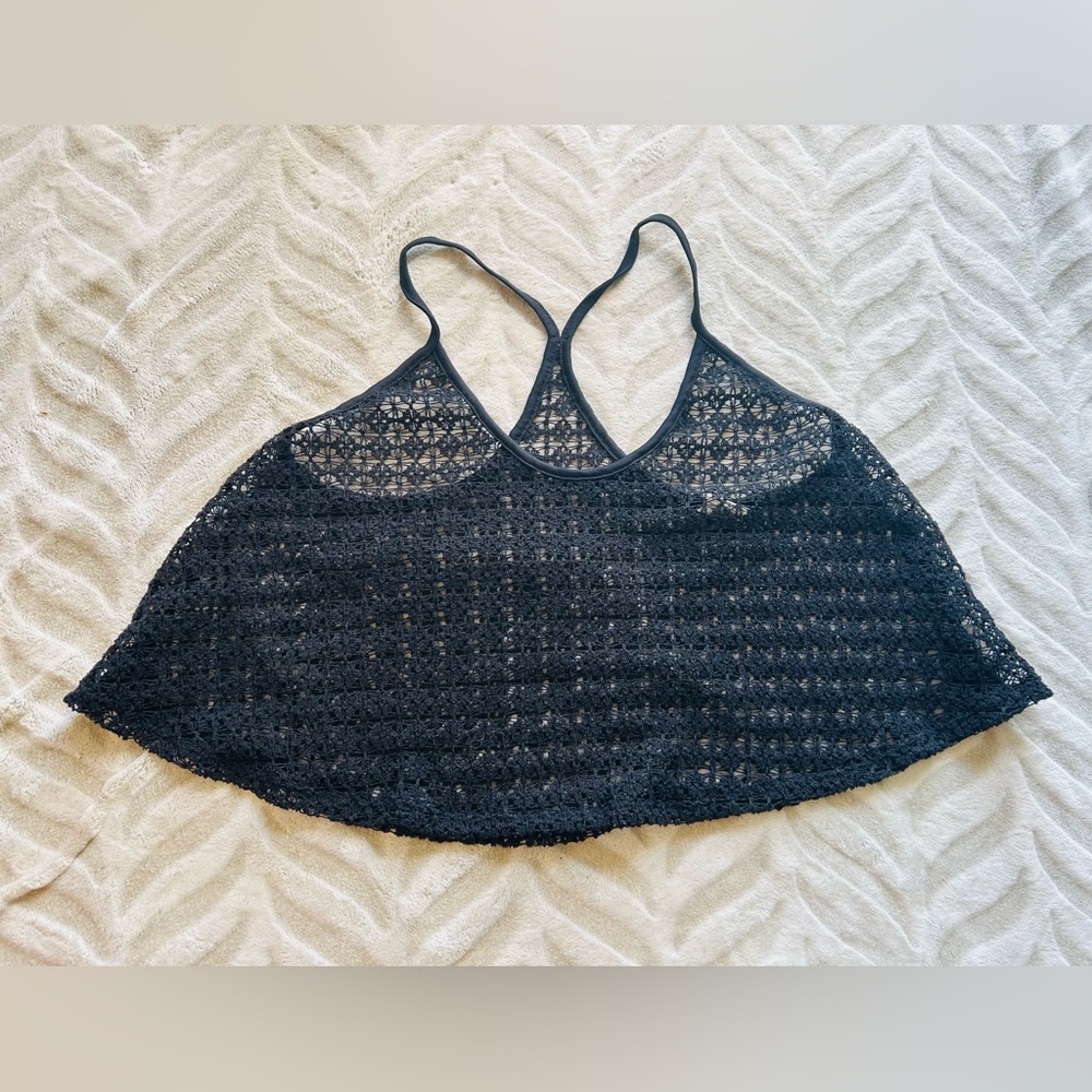 Victoria Secret PINK crop top swim cover crochet black medium/large
